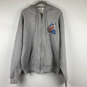 Disney Parks 2016 Full Zip Heather Gray Hoodie, Size Large